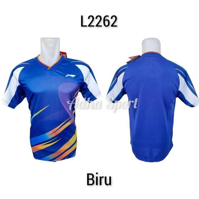 Kaos Badminton Lining L2262 / L 2262 Biru Baju Jersey Bulutangkis