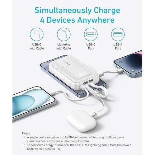 Anker Zolo Power Bank 10.000mAh 30W Max Fast Portable Charger with Built-in USB-C and MFi Certified 