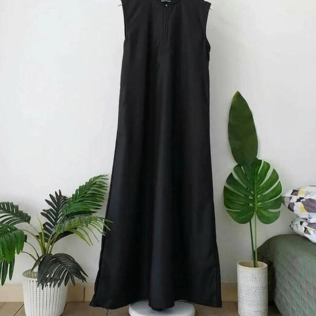 Gamis Kutung Polos/Dress Tanpa Lengan Bahan Toyobo