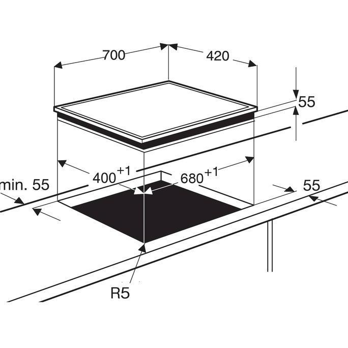 EHI7260BB Electrolux Kompor tanam induksi 70cm dengan 2 zona memasak Kompor Listrik Tungku