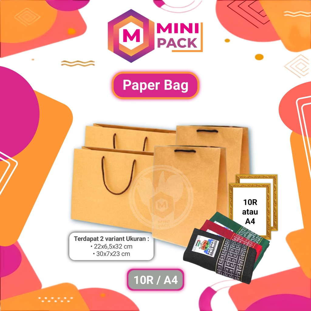 Paper Bag Tas Kertas Coklat Polos Sarung Figura Souvenir 10R A4 10 R A 4 Coklat Persegi Panjang Nast