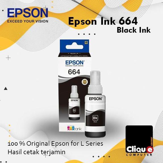 Tinta Printer Original Epson 664 T664 Black / Hitam T6641 L120 L360
