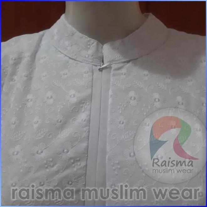 Baju Gamis Putih Rempel Bawah Katun Jepang Bordir / Gamis Putih