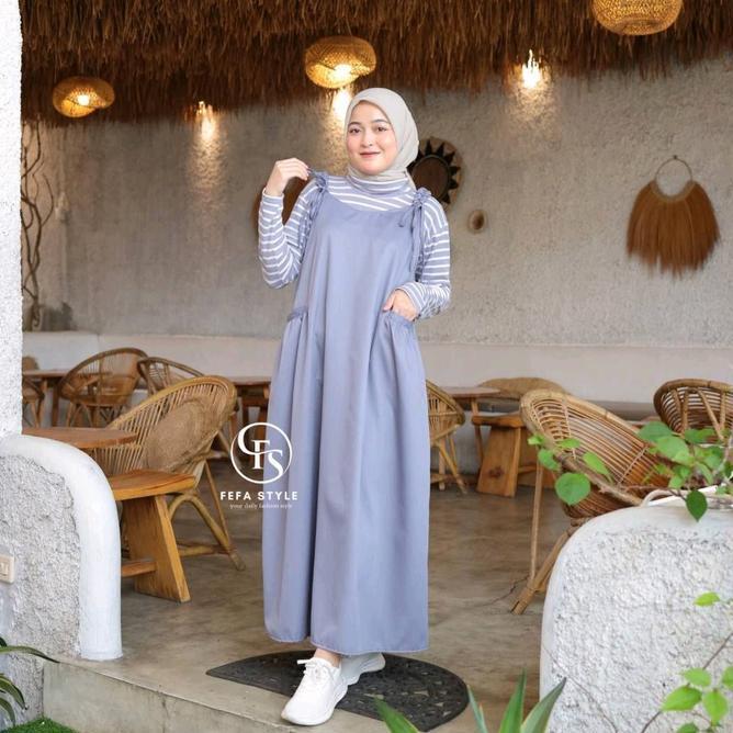 Fefa Style - Calya Overall - Overall Dress Wanita - Gamis Overall Lucu (Tanpa Inner) Casual Muslim K