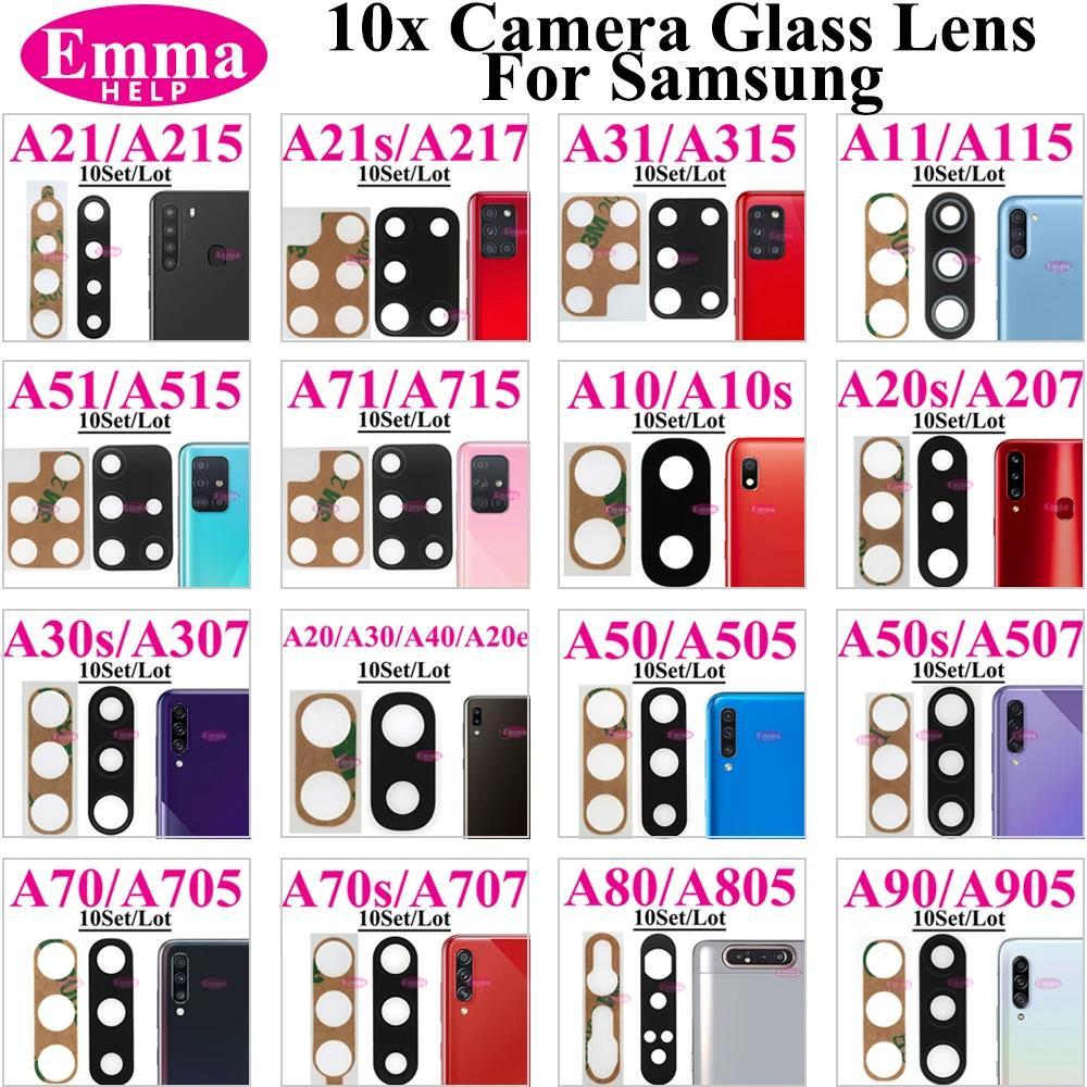 10 Pcs Lensa Kaca Kamera Belakang Belakang Dengan Stiker Lem Ahesive Untuk Samsung A20 A30 A50 A70 A
