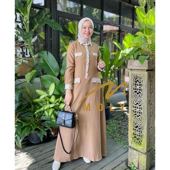 Baju Gamis Wanita Muslim Ayuna Dress By Mdly Fit Gold