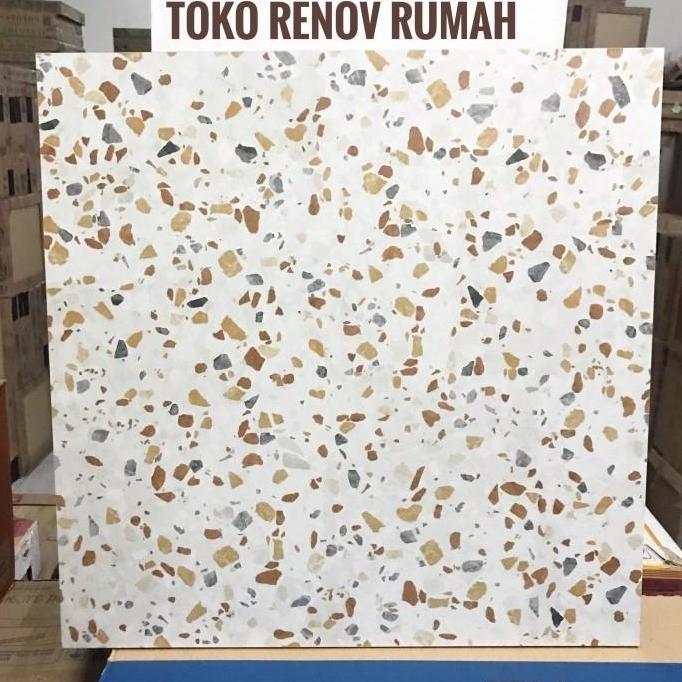 Keramik 50x50 terazzo (doff)/ keramik motif terrazo warna/ terazo/ terasso/ keramik lantai kamar man