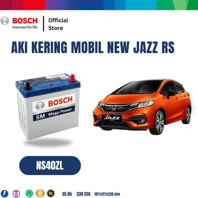 Bnr Bosch Aki Mobil Honda Jazz, New Jazz Rs Mf Blue Ns40Zl