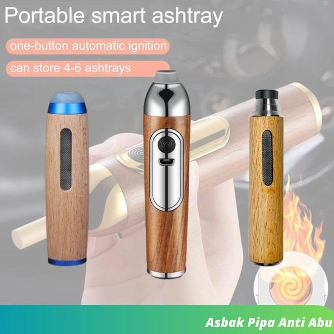 Promo Asbak Portable Kayu Unik Ashtray Mobil Mini Car Pipe Dust Free COD