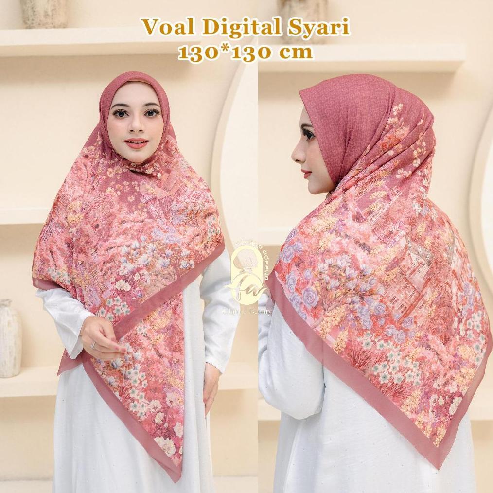 Hijab Segi Empat Motif Voal Premium Jumbo 130 x 130 | Kerudung Segi Empat Syari
