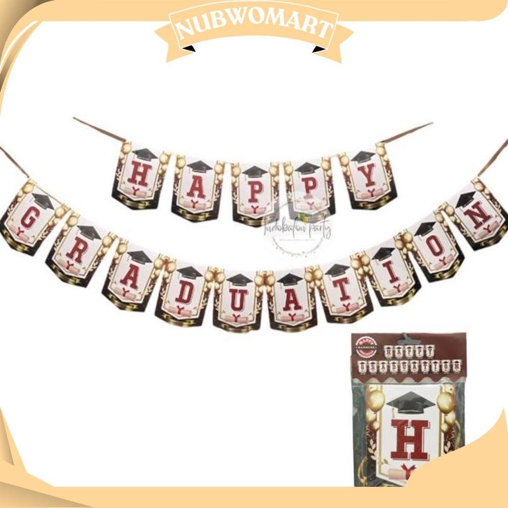 Banner Happy Graduation / Bunting Flag Wisuda Motif Toga Ibp Promo