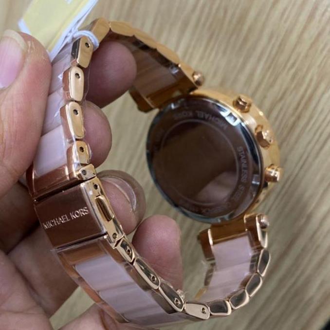 Ready Jam Tangan MK5896 pink dial two Tone original