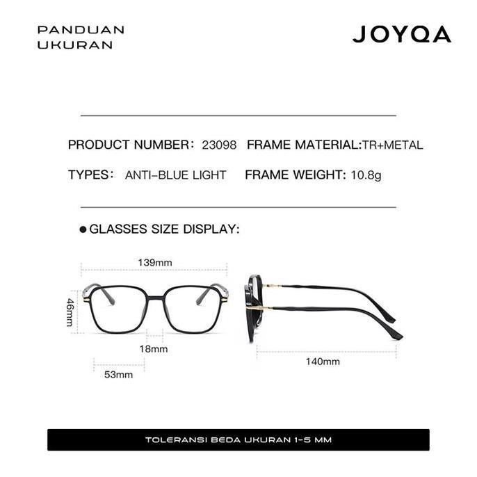 DF5 - JOYQA (BELI 1 GRATIS 1) Frame Farasya - Kacamata Semi Persegi Hitam Glossy Caramel Leopard Pin