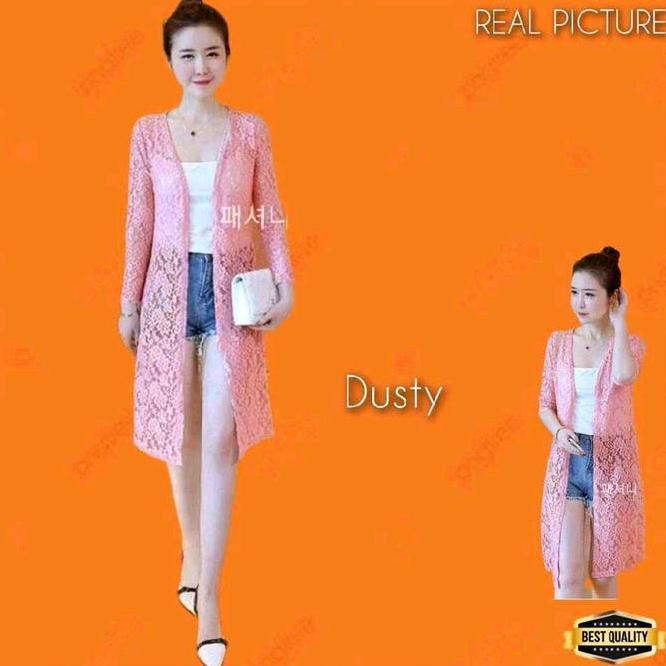 Outer Cardi Korea Brukat Wanita Loxema Blouse Rompi Vest Kekinian Putih