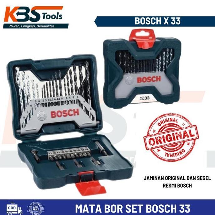 Mata Bor & Obeng Set BOSCH 33 Pcs - Mata Bor Kayu Besi Beton ORIGINAL - Available