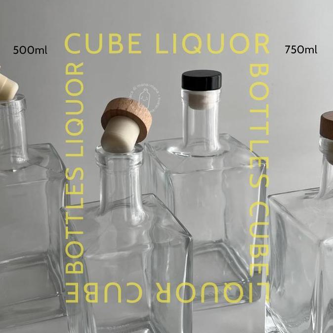 Botol kaca - The Cube Liquor Glass Bottle -  Botol Liquor