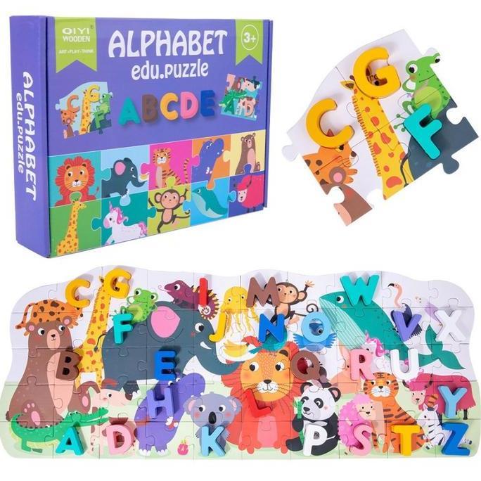 Mainan Edukasi Puzzle Alphabet / Puzzle 3D Huruf Angka PEM