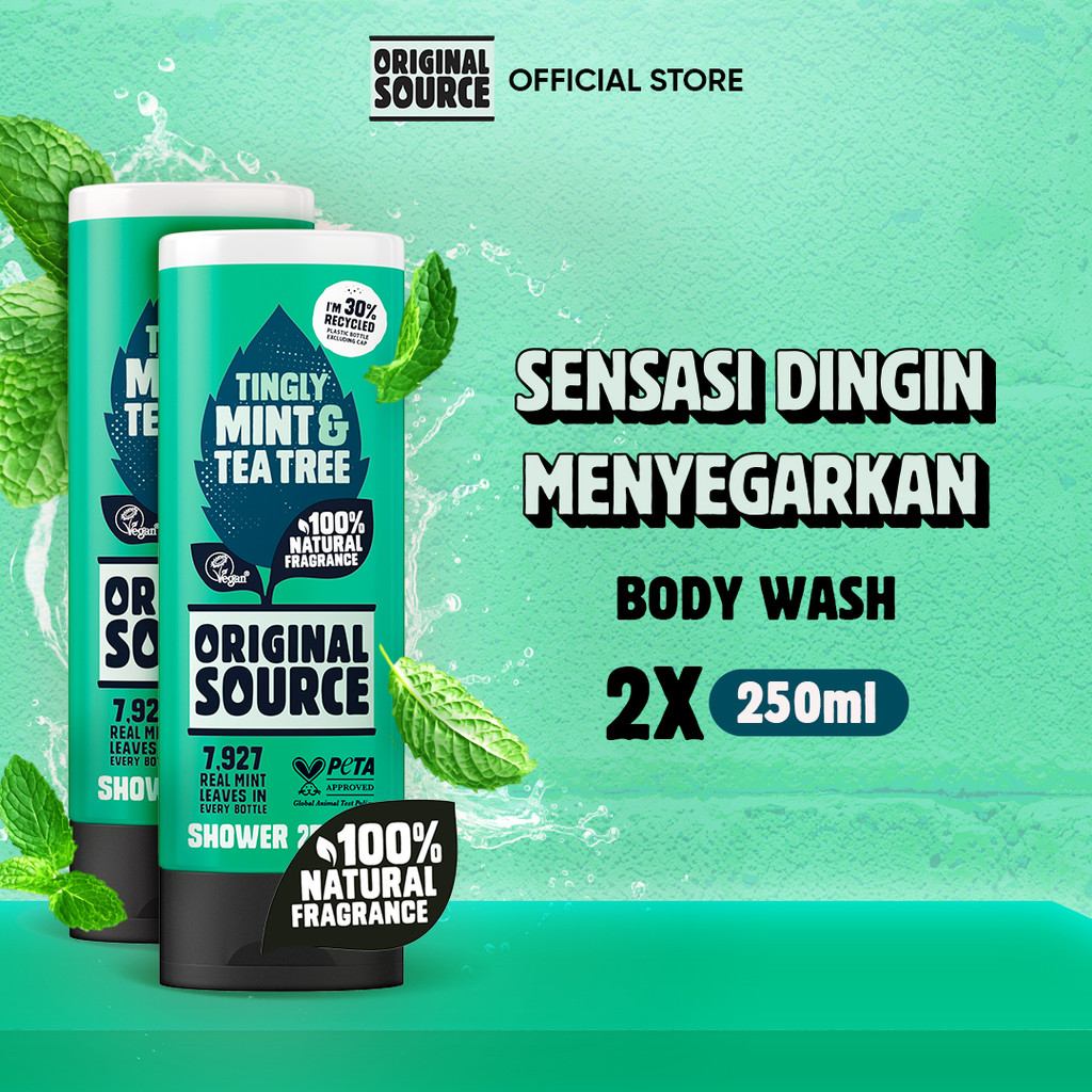 Original Source Shower Mint & Tea Tree 250ml x2