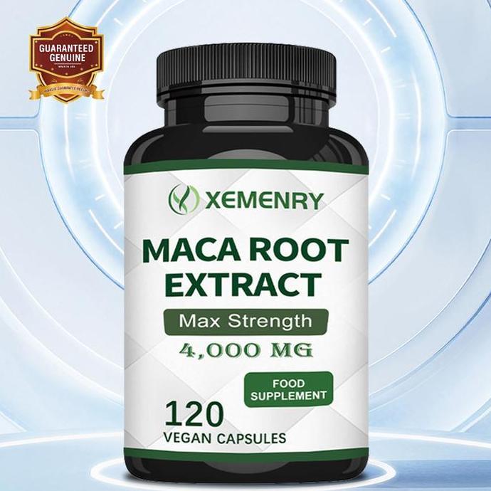 Xemenry - Kapsul Ekstrak Tanaman Akar Maca - 4000 Mg Per Kapsul - Memberikan Energi, Menjaga Ketenan