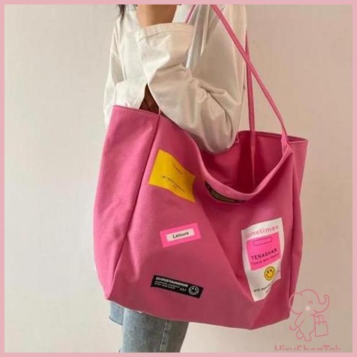 (ORI) TAS KANVAS TOTE BAG KAPASITAS BESAR TAS KANVAS BIG SIZE SHOPPING BAG KECANTIKAN PESTA DEKORASI