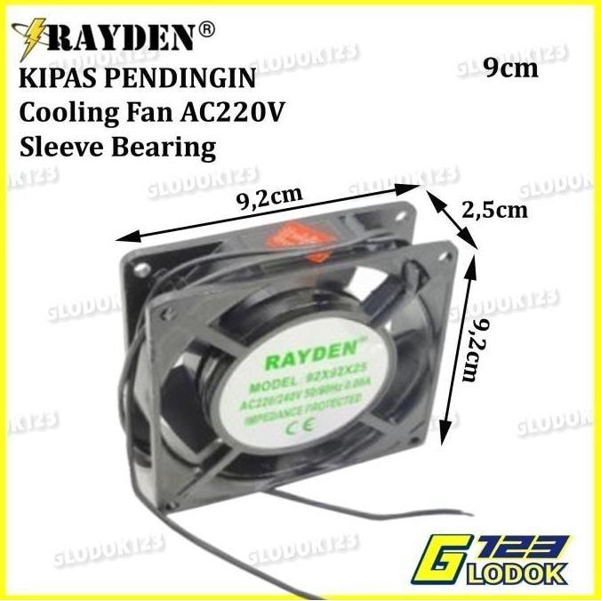 RAYDEN Mini Cooling Fan AC 220V Exhaust Kipas Pendingin 8 9 12 Cm