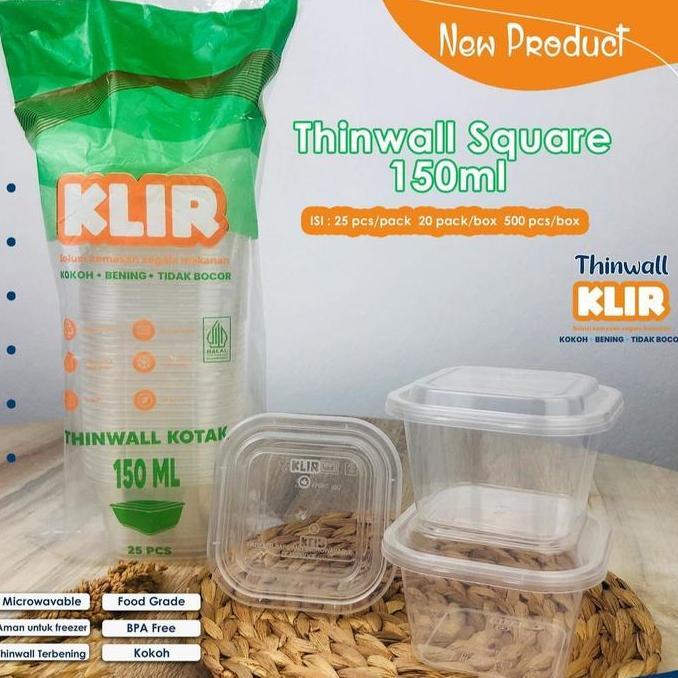 Thinwall 150 ml KLIR/Thinwall Square/Kotak Plastik 150 ml/Kotak Puding