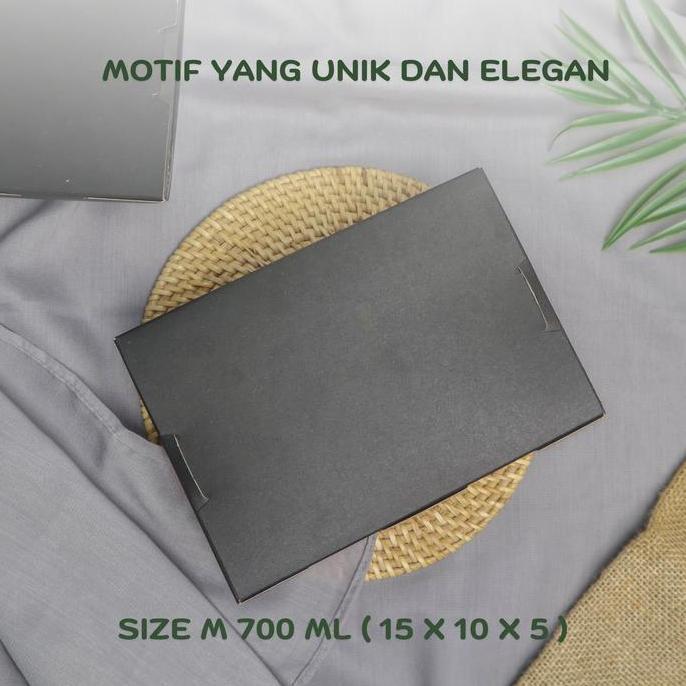 paper lunch box kotak makan kertas 315 gr tanpa rakit hitam size M
