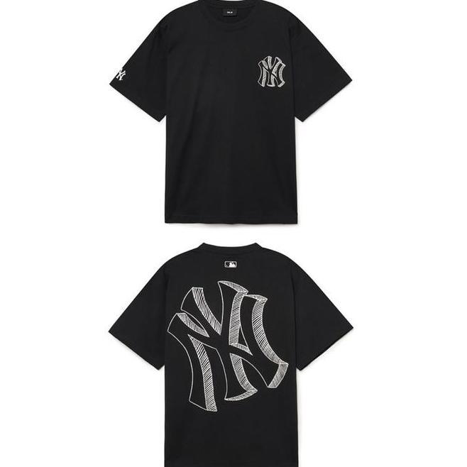 Mlb Ny Logo Art Print New York Oversize Bla Tshirt