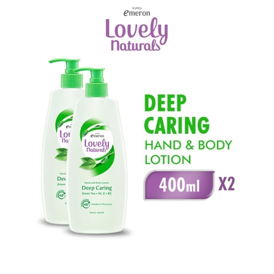Emeron Lovely Naturals Hand & Body Lotion Deep Caring Green Tea 400 ml x2