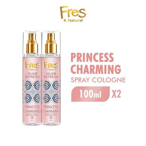 Fres & Natural Spray Cologne Hijab Refresh Princess Charming Botol 100 ml x2