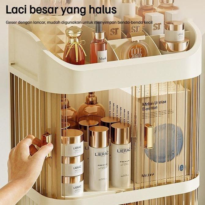 COD3 Tingkat Rak Kosmetik Dengan Laci Anti Debu Multifungsi / Tempat Penyimpanan Make Up Dengan Tutu