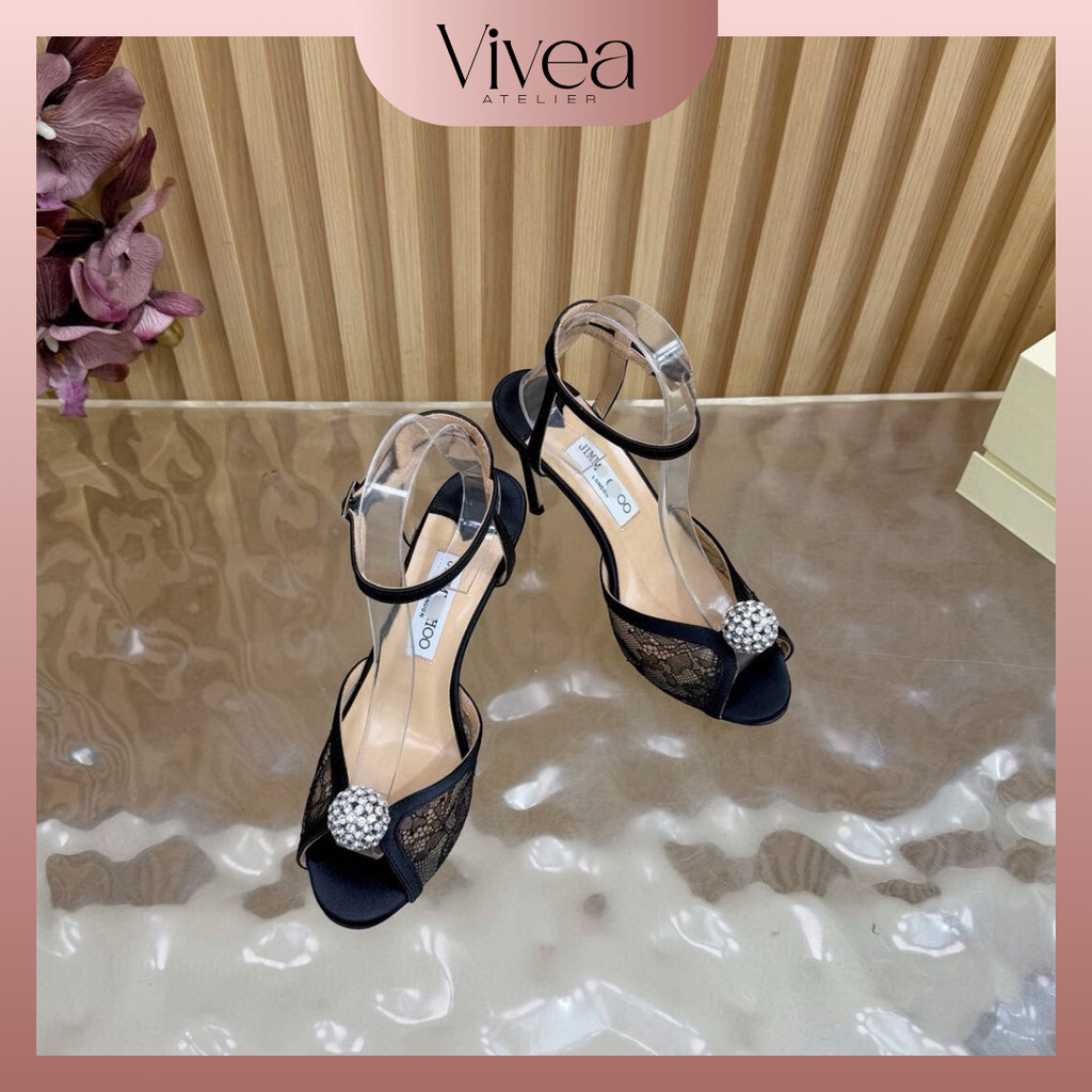 Pre Order Sepatu Heels Wanita 2025SS Pesta Elegan Tumit 8.5cm Model Runcing dan Bulat Bahan Sutra Re