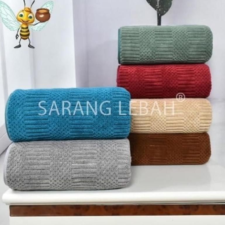 Jh85 Handuk Motif /Sarang Lebah /70*140/Bahan Micro Motif Sig Sag/Handuk Dewasa/Handuk Standar Jh85