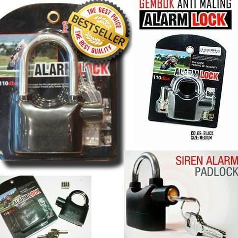 gembok alarm gembok anti maling 110dB kencang sirine gembok besar