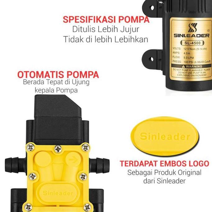 Pompa Air Dc 12V Sinleader 4500 Tekanan Tinggi Pompa Otomatis