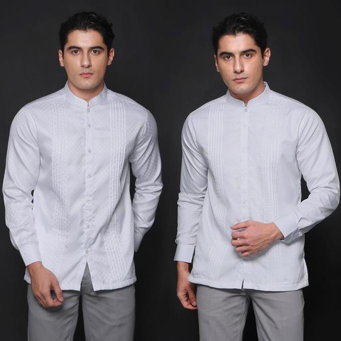 Casella Baju Koko Lengan Panjang Pleats Design | Baju Koko Putih