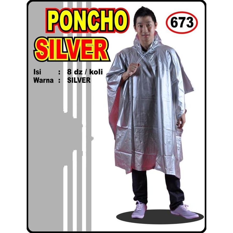 Jas hujan poncho silver dolphin blue
