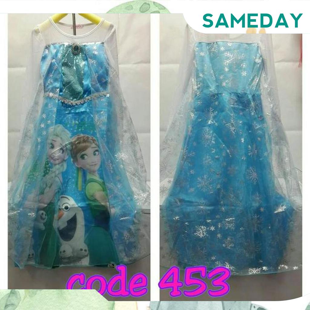 Baju Dress Kostum Frozen Gambar Elsa Dan Anna Gosend