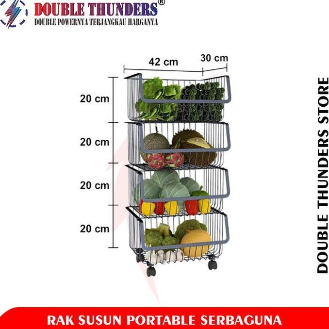 TERBARU - DT Rak Besi 4 Susun + Roda Rak Barang / Rak 4 Susun Roda Serbaguna