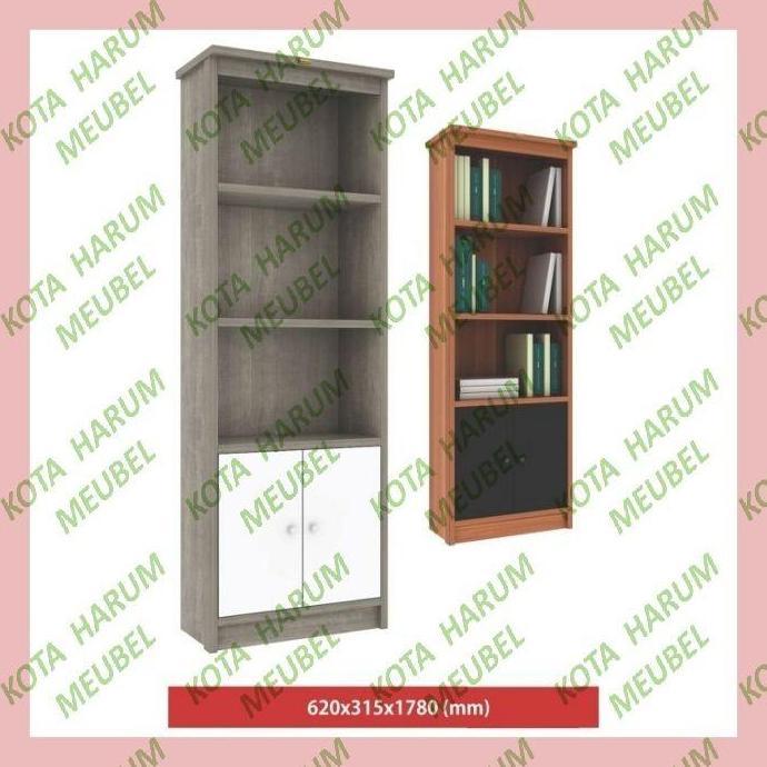 TERLARIS - rak buku lemari buku kayu pojok baca putih abu coklat rb 04 bandung