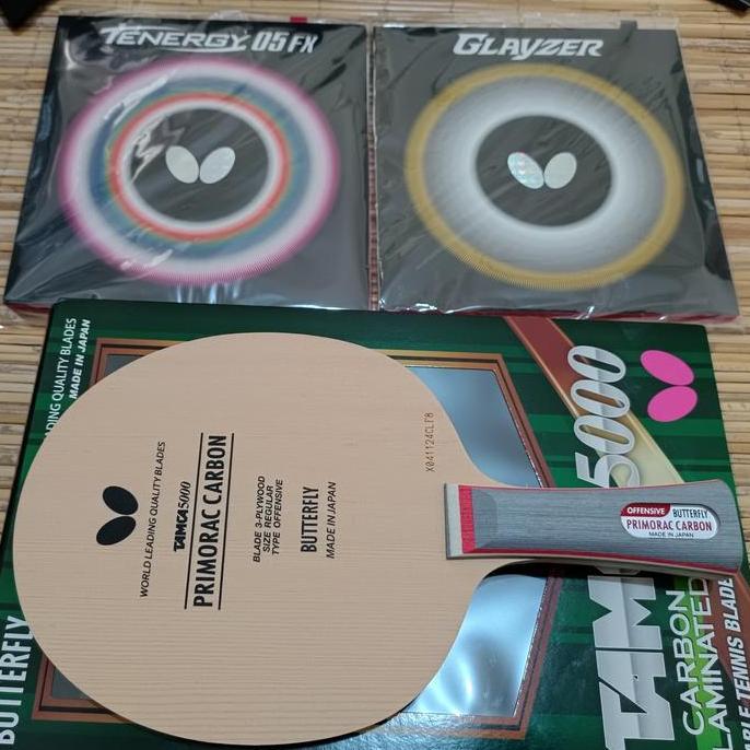 PAKET BET TENIS MEJA BUTTERFLY PRIMORAC CARBON PLUS TENERGY ORIGINAL