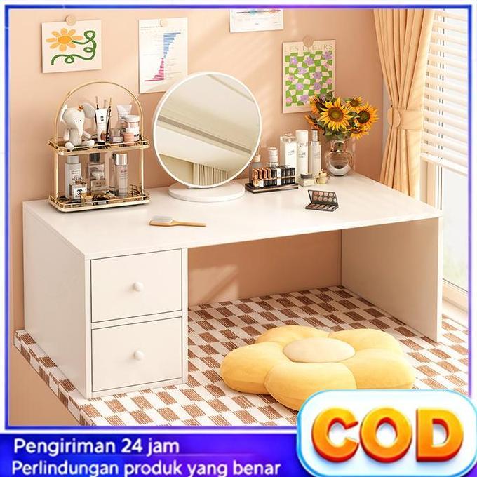 PROMO - Desain gaya krim untuk meja rias di jendela tidur, meja jendela tidur viral untuk kamar tidu