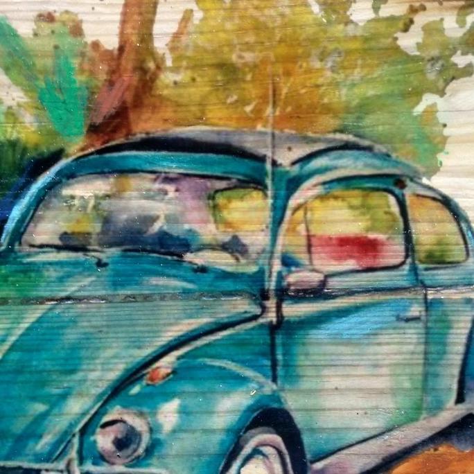 Lukisan Kayu VW Mobil Vw Kodok Vintage Jadoel Antik Hiasan Interior