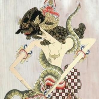 HIASAN DINDING LUKISAN WAYANG BIMA DEKORASI DINDING RUANG TAMU CAFE