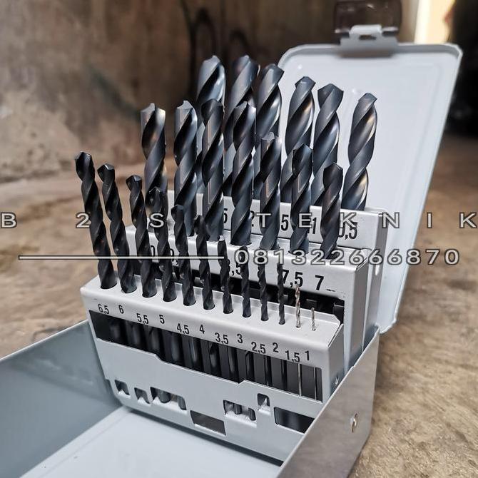 Mata bor besi set hss 25pcs 1-13mm NACHI 1-13x0.5mm original Singapore