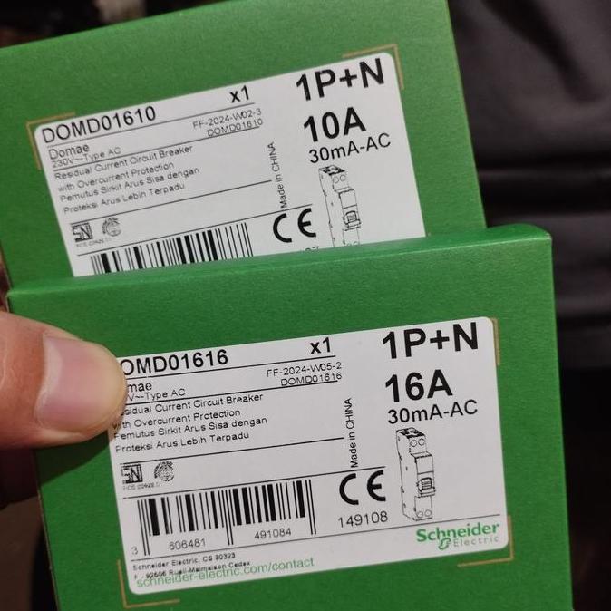Murah elcb rccb rcbo slim domae schneider 6a 10a 16a 20a c6 c10 c16 c20 Non COD