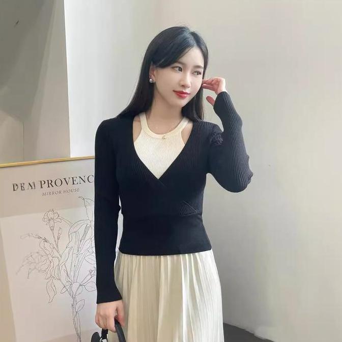 DI115 >> [RBY] Atasan Wanita Wrap Top Knit Premium | Atasan Wanita Kekinian Ribbed Wrap Top Knit Len