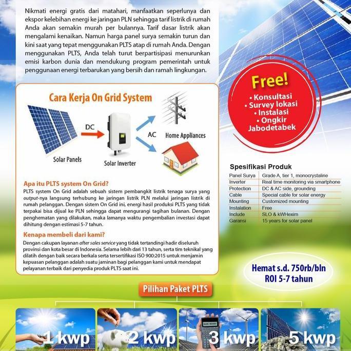PLTS Pembangkit Listrik Tenaga Surya Panel Surya Solar Panel Cel 1 kWh