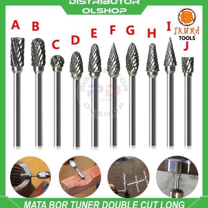 Kepala Mata Bor Alat Mini Tuner Cuner Porting Rotary File Set Die Mini