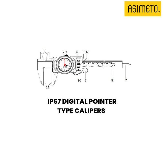 Digital Pointer Type Calipers IP67, Jangka Sorong Brand Asimeto 0-200mm Promo Premium